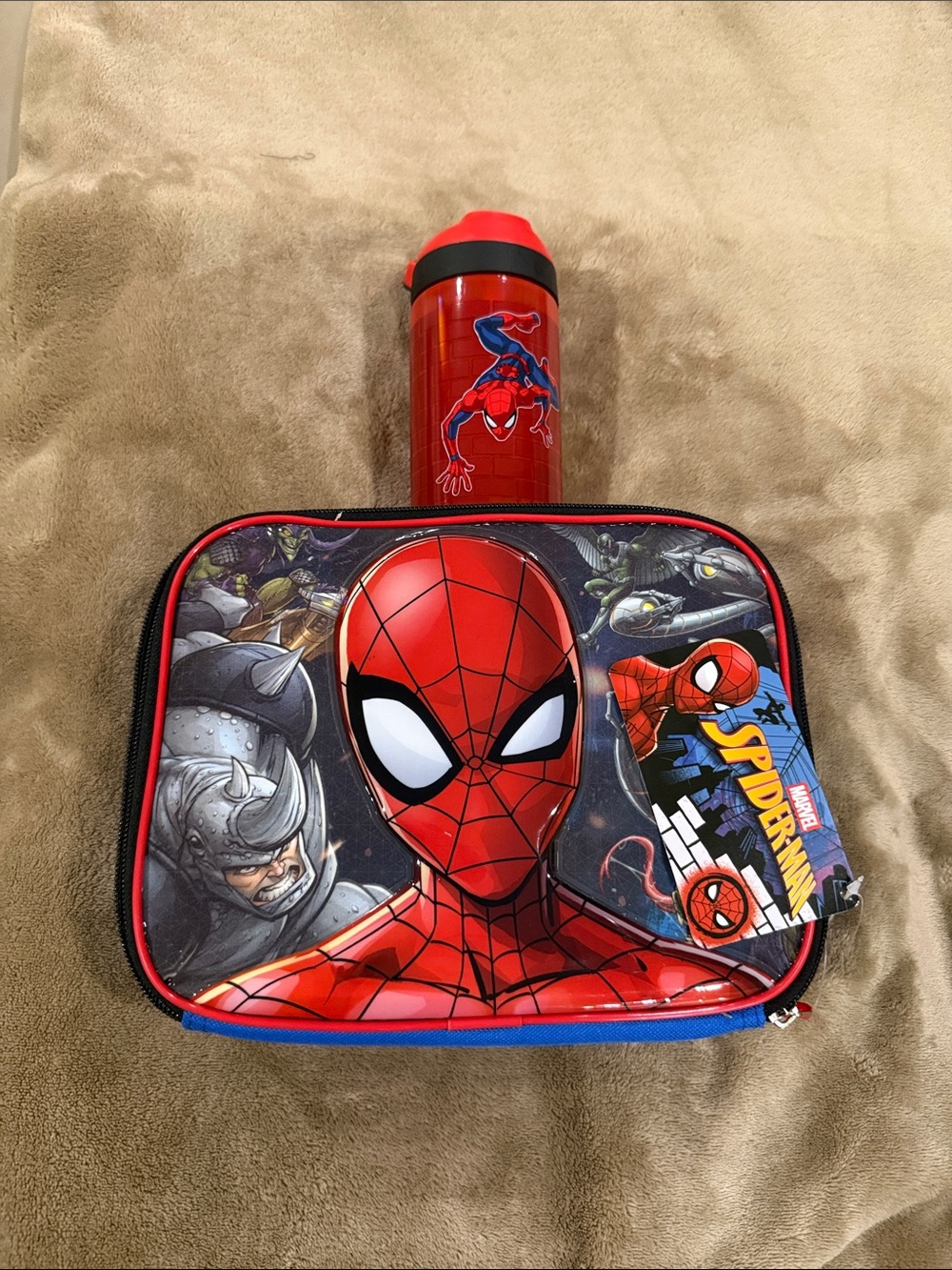Marvel Spider-Man Red and Black Kids Lunch Bag & Bottle Set